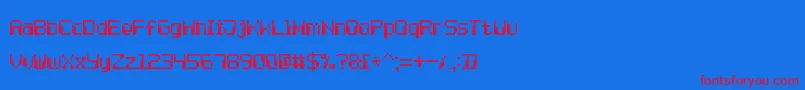 ComputerPixel7-Schriftart – Rote Schriften auf blauem Hintergrund