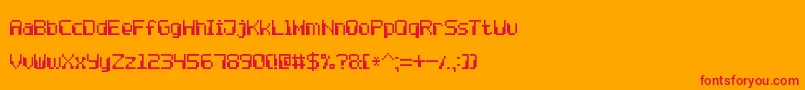 ComputerPixel7-Schriftart – Rote Schriften auf orangefarbenem Hintergrund