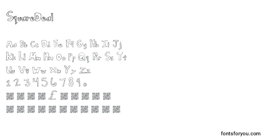 Czcionka SquareDeal – alfabet, cyfry, specjalne znaki