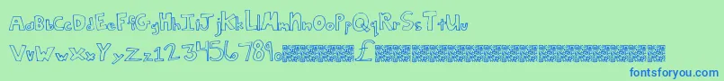フォントSquareDeal – 青い文字は緑の背景です。