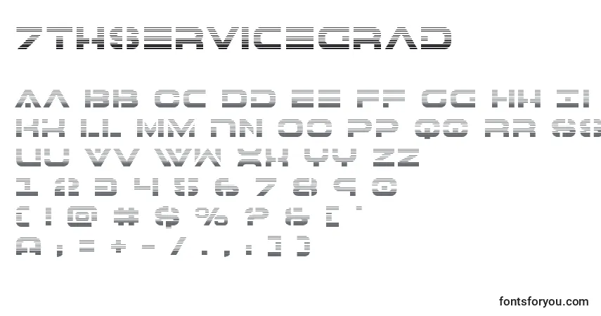 A fonte 7thservicegrad – alfabeto, números, caracteres especiais