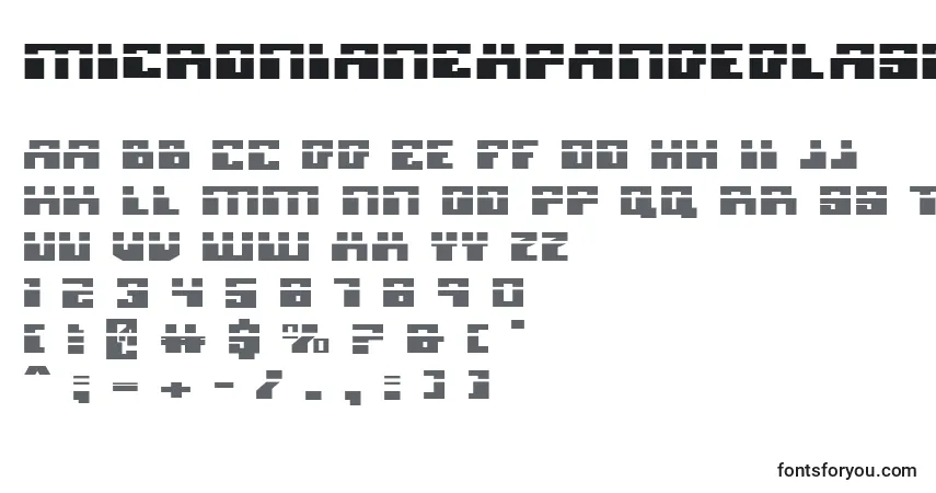 A fonte MicronianExpandedLaser – alfabeto, números, caracteres especiais