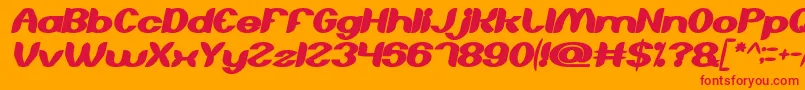 AboutYouBoldItalic-Schriftart – Rote Schriften auf orangefarbenem Hintergrund