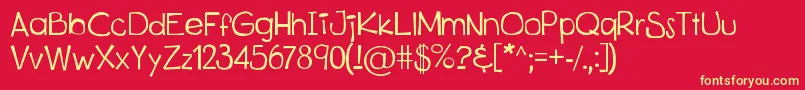Fonte KitsuXd – fontes amarelas em um fundo vermelho