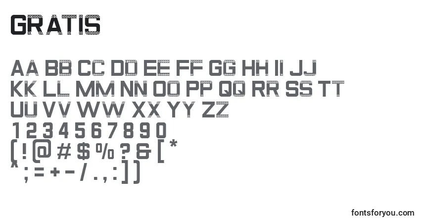 Шрифт Gratis – алфавит, цифры, специальные символы