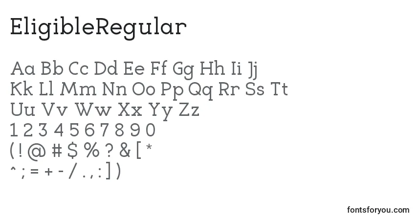 Czcionka EligibleRegular – alfabet, cyfry, specjalne znaki