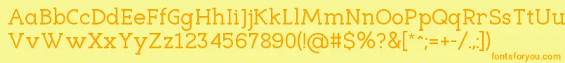 フォントEligibleRegular – オレンジの文字が黄色の背景にあります。