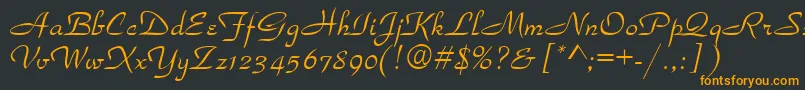 Torhok-Schriftart – Orangefarbene Schriften auf schwarzem Hintergrund