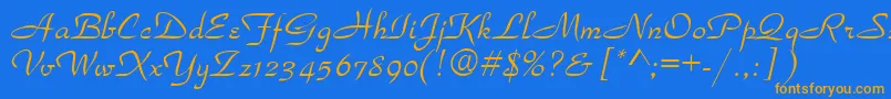 Czcionka Torhok – pomarańczowe czcionki na niebieskim tle