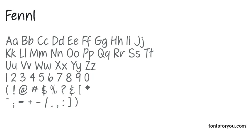 Schriftart Fennl – Alphabet, Zahlen, spezielle Symbole