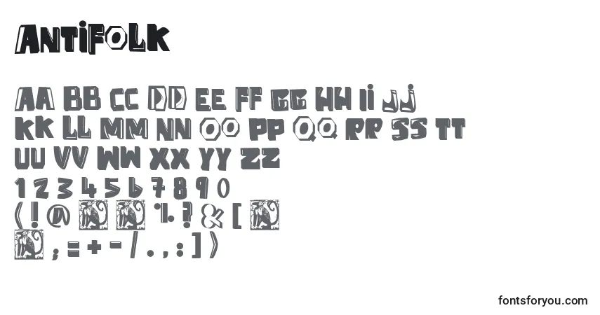 Fuente AntiFolk - alfabeto, números, caracteres especiales