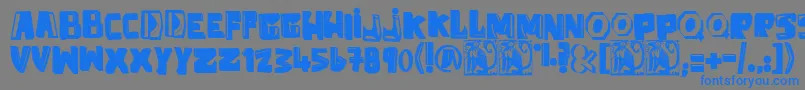 フォントAntiFolk – 灰色の背景に青い文字