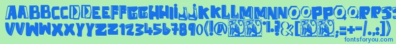 Fonte AntiFolk – fontes azuis em um fundo verde