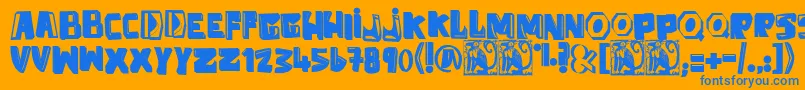 AntiFolk Font – Blue Fonts on Orange Background