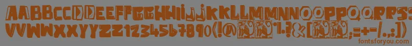 フォントAntiFolk – 茶色の文字が灰色の背景にあります。