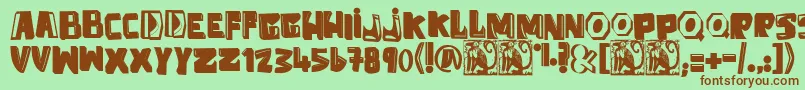 フォントAntiFolk – 緑の背景に茶色のフォント