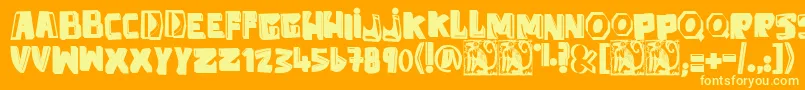 Fonte AntiFolk – fontes amarelas em um fundo laranja