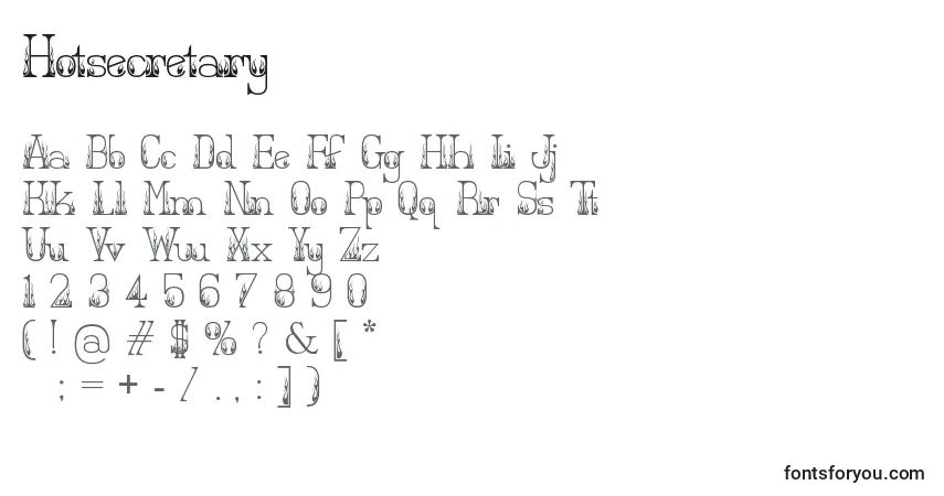 Шрифт Hotsecretary – алфавит, цифры, специальные символы