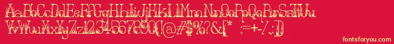 Fonte Hotsecretary – fontes amarelas em um fundo vermelho
