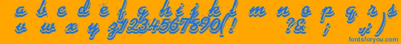 Phonograff-Schriftart – Blaue Schriften auf orangefarbenem Hintergrund