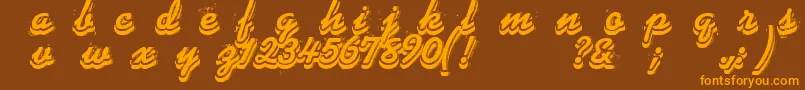 フォントPhonograff – オレンジ色の文字が茶色の背景にあります。