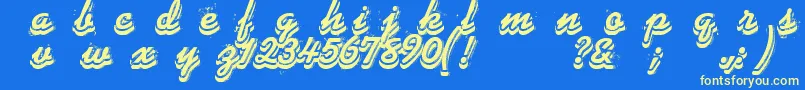 Phonograff Font – Yellow Fonts on Blue Background