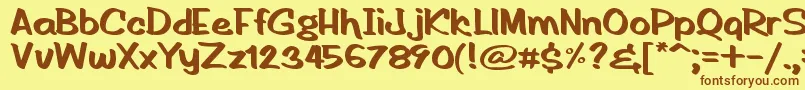 フォントHandOfRodV1.1 – 茶色の文字が黄色の背景にあります。