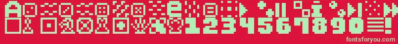PixelDingbats7 Font – Green Fonts on Red Background