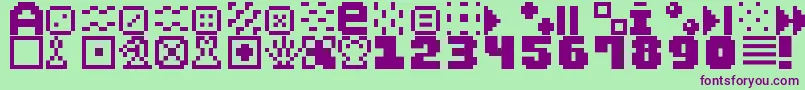 PixelDingbats7 Font – Purple Fonts on Green Background