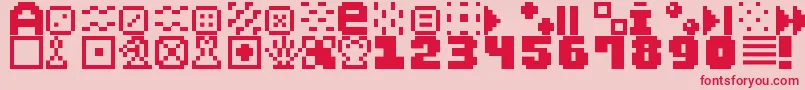 PixelDingbats7 Font – Red Fonts on Pink Background
