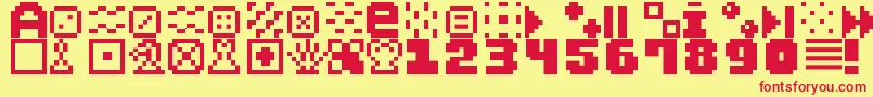 fuente PixelDingbats7 – Fuentes Rojas Sobre Fondo Amarillo