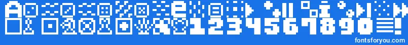フォントPixelDingbats7 – 青い背景に白い文字