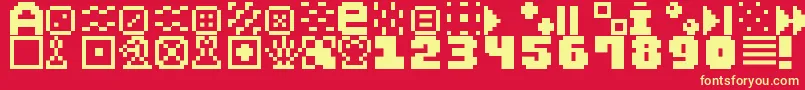 PixelDingbats7 Font – Yellow Fonts on Red Background