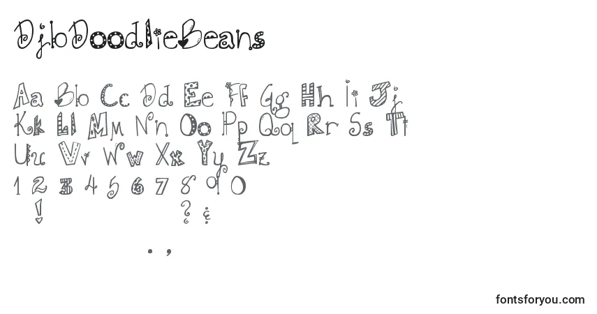 Schriftart DjbDoodlieBeans – Alphabet, Zahlen, spezielle Symbole