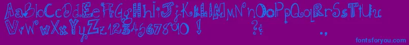 DjbDoodlieBeans Font – Blue Fonts on Purple Background