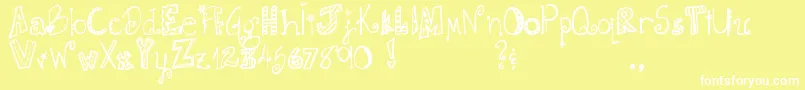 DjbDoodlieBeans Font – White Fonts on Yellow Background