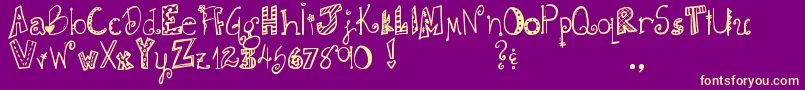 DjbDoodlieBeans Font – Yellow Fonts on Purple Background