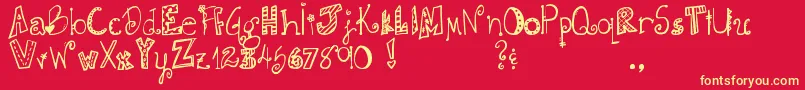 DjbDoodlieBeans Font – Yellow Fonts on Red Background