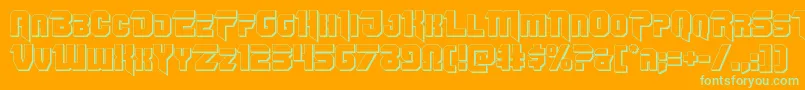 Omegaforce3D11-Schriftart – Grüne Schriften auf orangefarbenem Hintergrund