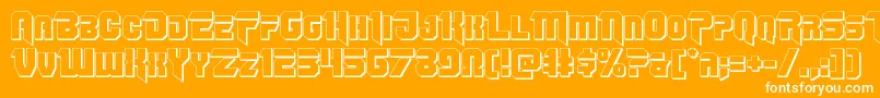 Omegaforce3D11-Schriftart – Weiße Schriften auf orangefarbenem Hintergrund