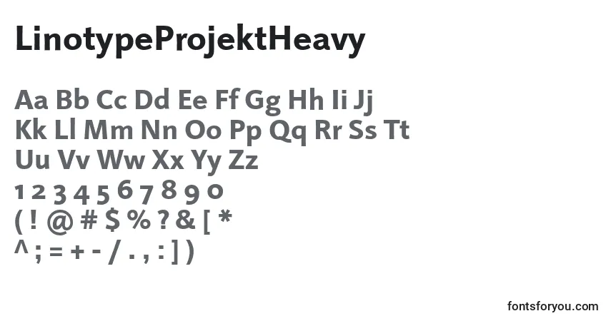 Czcionka LinotypeProjektHeavy – alfabet, cyfry, specjalne znaki