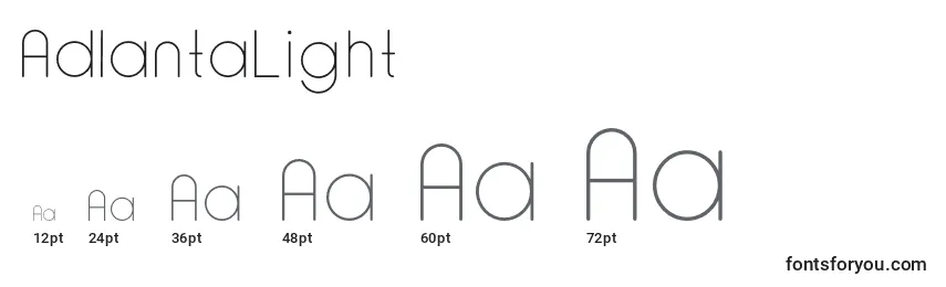Размеры шрифта AdlantaLight
