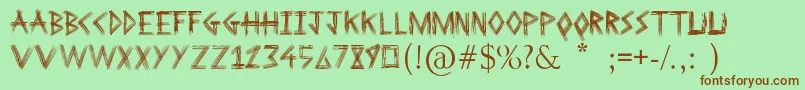 フォントSketchline – 緑の背景に茶色のフォント