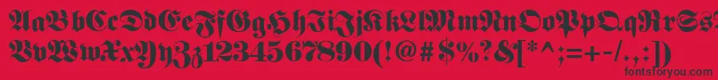 フォントFetteunzfraktur – 赤い背景に黒い文字