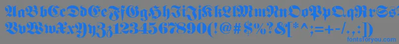 Fetteunzfraktur-fontti – siniset fontit harmaalla taustalla