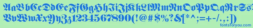 Шрифт Fetteunzfraktur – синие шрифты на зелёном фоне