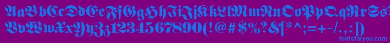 Fetteunzfraktur-Schriftart – Blaue Schriften auf violettem Hintergrund