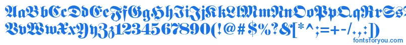 Fetteunzfraktur-Schriftart – Blaue Schriften auf weißem Hintergrund