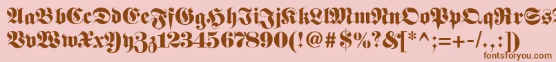 Fetteunzfraktur-Schriftart – Braune Schriften auf rosa Hintergrund