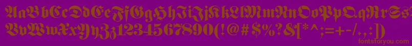 Fetteunzfraktur-fontti – ruskeat fontit violetilla taustalla